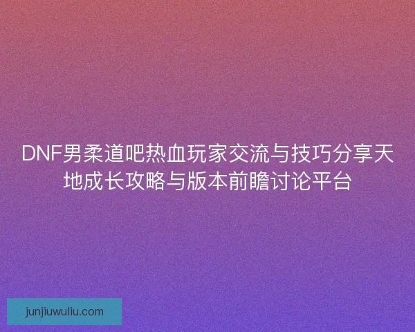 DNF男柔道吧热血玩家交流与技巧分享天地成长攻略与版本前瞻讨论平台