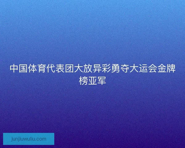 中国体育代表团大放异彩勇夺大运会金牌榜亚军